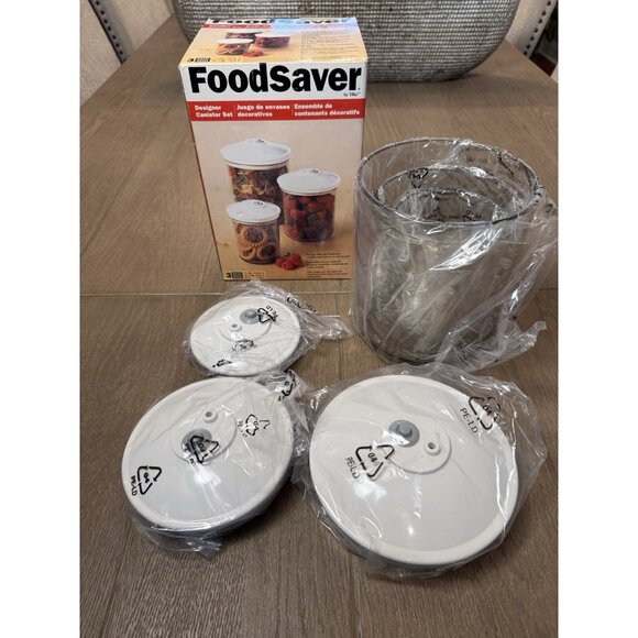 FoodSaver 3 Piece Vacuum Storage Canister Set 3/4Qt 1 .5Qt 2.5Qt Open Box New - Picture 1 of 9